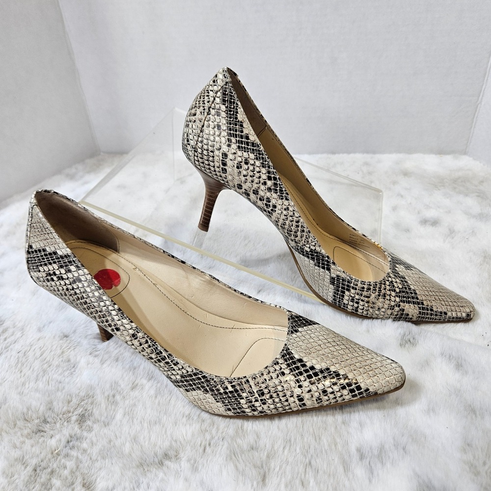 Calvin Klein Tan Snakeskin Dolly Pointed Toe Pump 8M Professional Mob Wife Indie